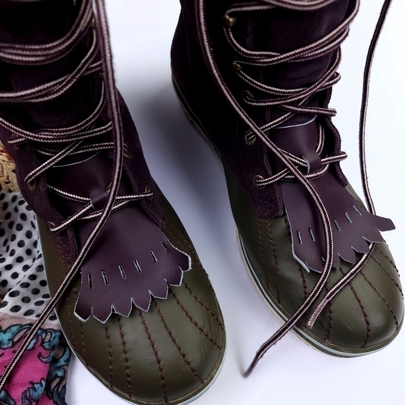 Sorel Purple Green Suede Boots Women's Sz 10 - Picture 7 of 11